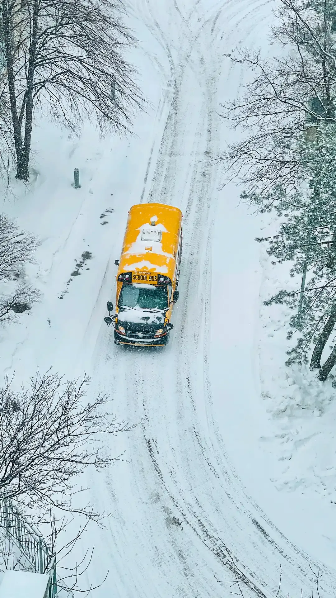 School bus during winter weather conditions